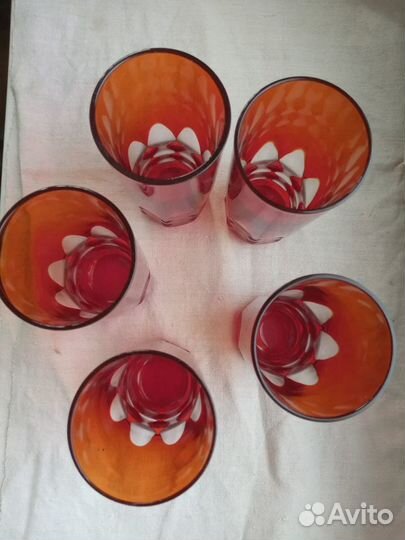 Стаканы. Рубиновое стекло.СССР.Редкость