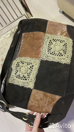 Сумка женская натуральная замша коричневая
