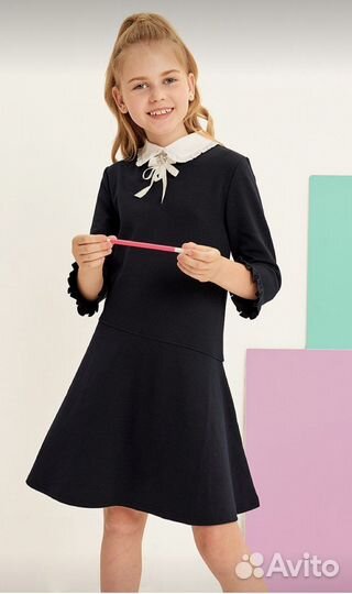 Платье школьное синее