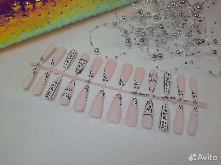 Накладные ногти с дизайном- 24 шт + клей
