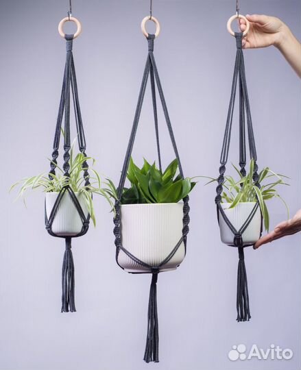 Комплект 3х подвесных кашпо для цветов