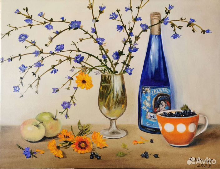 Натюрморт с цикорием. Холст/подрамник/масло 40х50