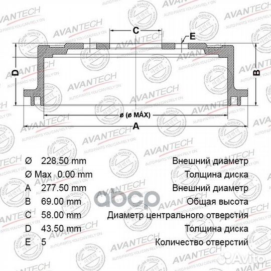 Диск тормозной avantech BR0612S avantech