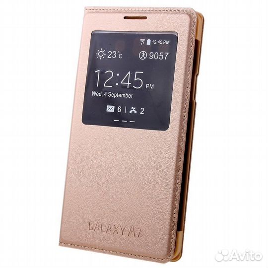 Смарт Чехол S-View для Samsung A7 (2015) Золотой