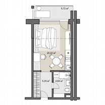 Апартаменты-студия, 37,9 м², 2/6 эт.