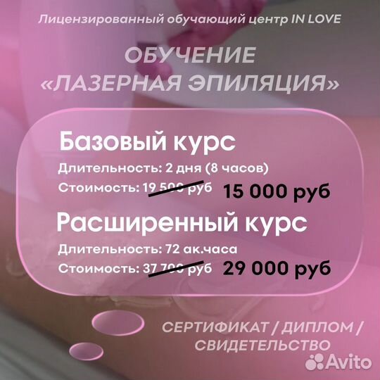 Лазерная эпиляция Обучение Диплом Рассрочка