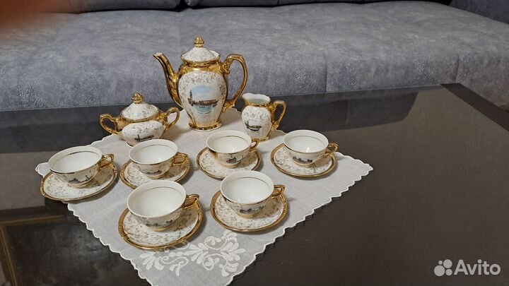 Изысканный чайно-кофейный сервиз с видами Венеции