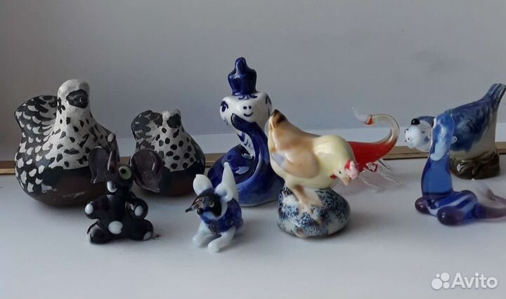 Фигурки гжель, стекло, керамика