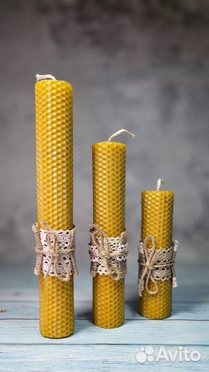 Свечи восковые с травами, Набор свечей из вощины с