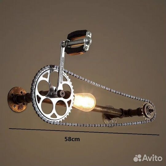 Настенный велосипедный светильник индастриал лофт