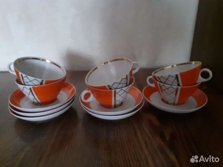 Чайные пары 6 шт фабрика Дулева,ссср 60-70 г