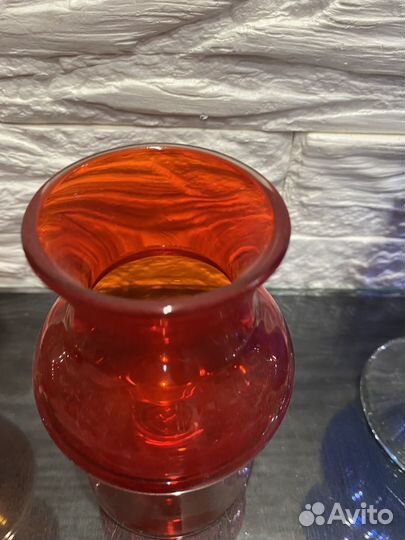 Ваза кобальтовое и рубиновое стекло