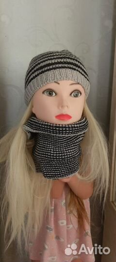 Комплект шапка+шарф на мальчика 4-6 лет весна