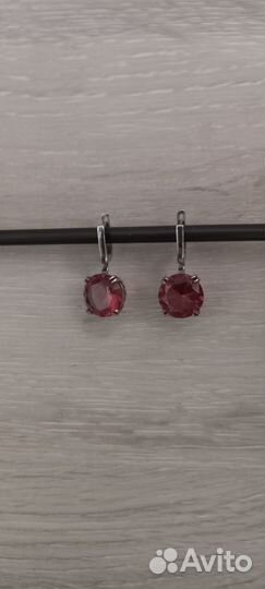 Серебряные серьги с натуральными камнями Султанит