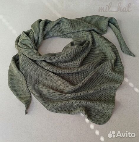 Косынка вязаная, бактус, треугольный платок