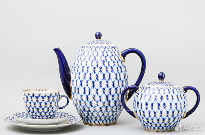 Кофейный сервиз лфз СССР Тюльпан кобальт 6/22