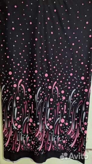 Ткань трикотаж плательная розовые капли на черном