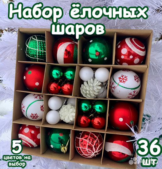 Набор елочных игрушек пластик