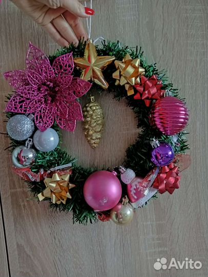 Новогодний венок, детская поделка