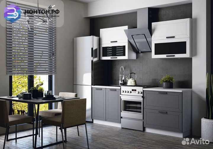 Кухня Монако №2 1.6 м софт белый / софт графит