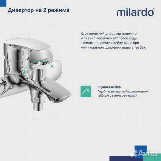 Смеситель для ванны Milardo rorsb00m02 Хром