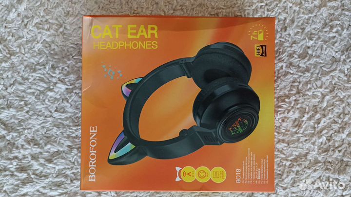 Блютуз наушники, ушки светятся