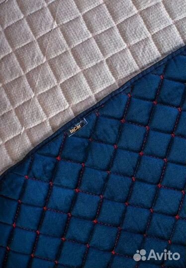 Накидки на сиденья ромб, велюр черный, красная