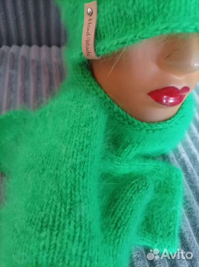 Шапка +снуд+варежки