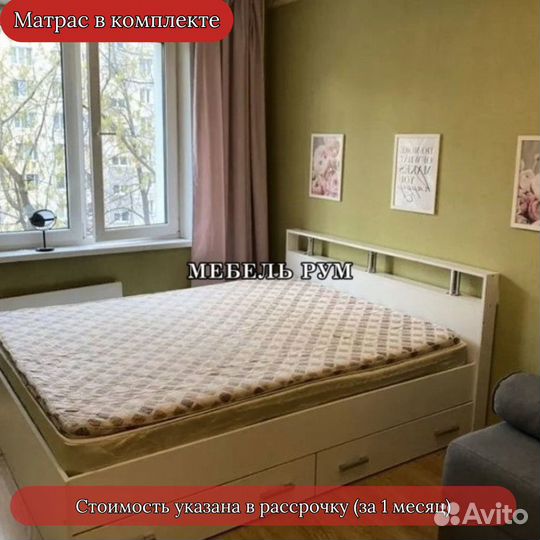 Kpoвaть двухспальнaя с матраcом