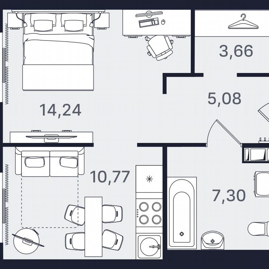 1-к. апартаменты, 41,1 м², 11/24 эт.