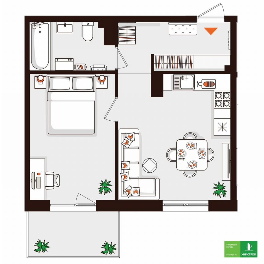 1-к. квартира, 45 м², 4/5 эт.
