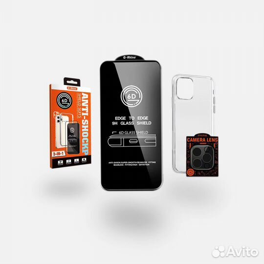 Комплект 3 в 1 Premium G-Rhino на iPhone