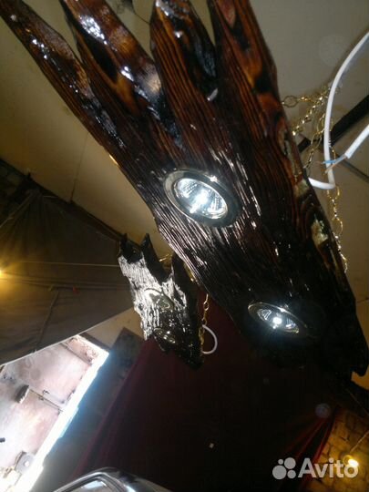 Люстра в рустикальном стиле для бани, беседки