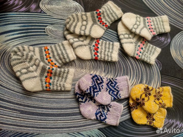 Носочки шерстяные для новорожденного 3-9 мес