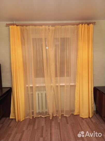 Тюль желтая 230 на 200 каждая 2 шт