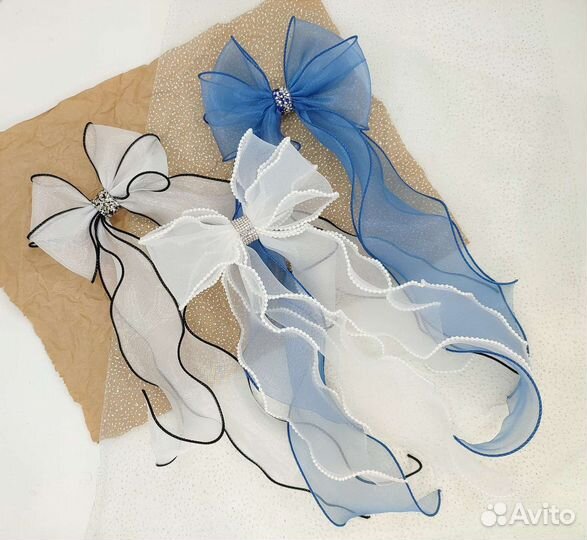 Бант заколка стример для девочки ручной работы