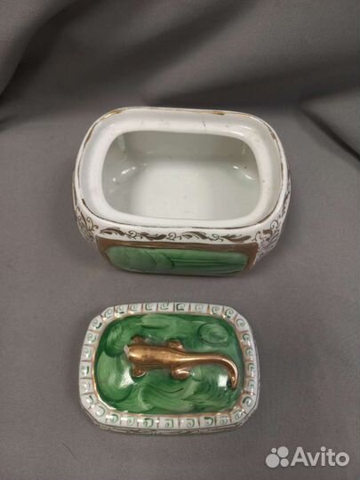 Шкатулка Фарфор Малахитовая Шкатулка СССР Сысерть