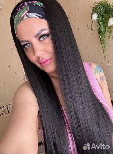 Парик прчмой черный 80 см