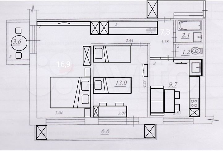2-к. квартира, 50,2 м², 2/9 эт.