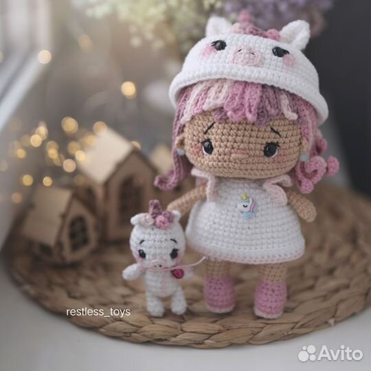 Вязаная кукла.Единорожка