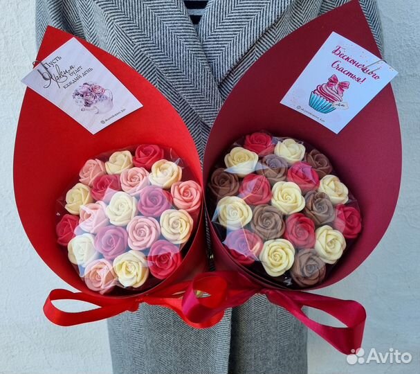 Сладкие букеты из шоколадных роз