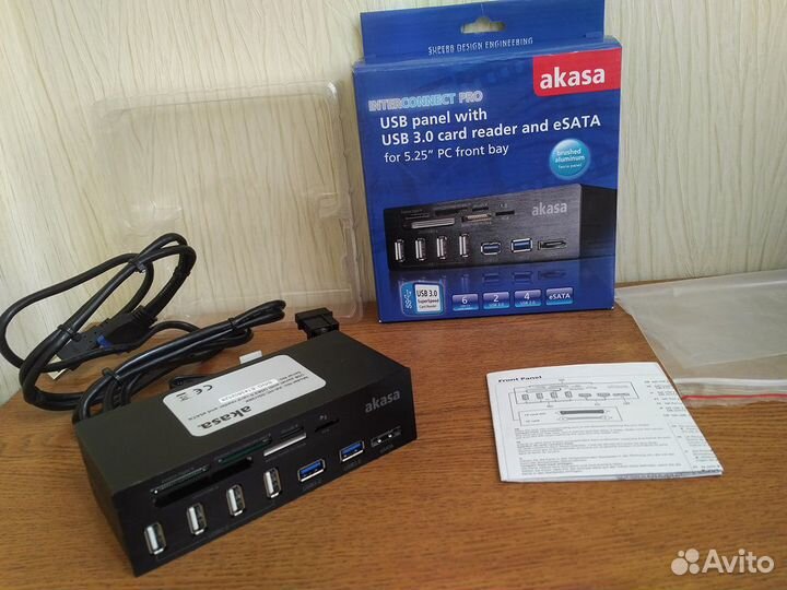 Картридер USB панель Akasa AK-HC-05U3BK на 5,25
