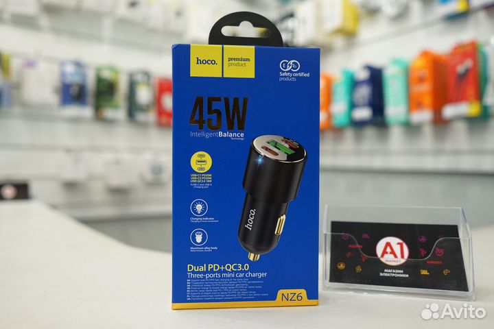 Автомобильное зарядное устройство Hoco NZ6 Black