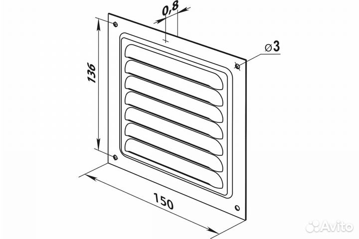 Вентиляционная решетка металлическая 150х150 кор