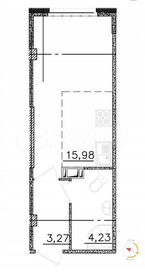 Квартира-студия, 23,5 м², 12/16 эт.