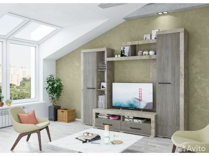 Гостиная Марсель-4 Дуб эндгрейн/ясень анкор темный