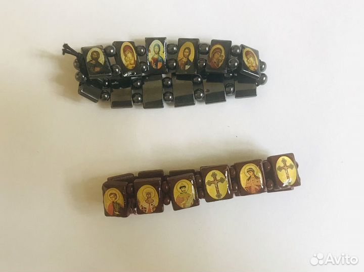 Гематитовый браслеты с иконами святых