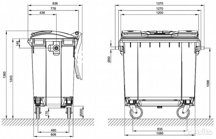 Пластиковый контейнер 770л. Арт. 38871