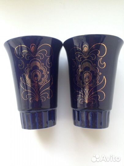 Чашка бокал фарфор кобальт позолота СССР