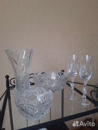 Посуда Хрустальная ваза салатник фужеры